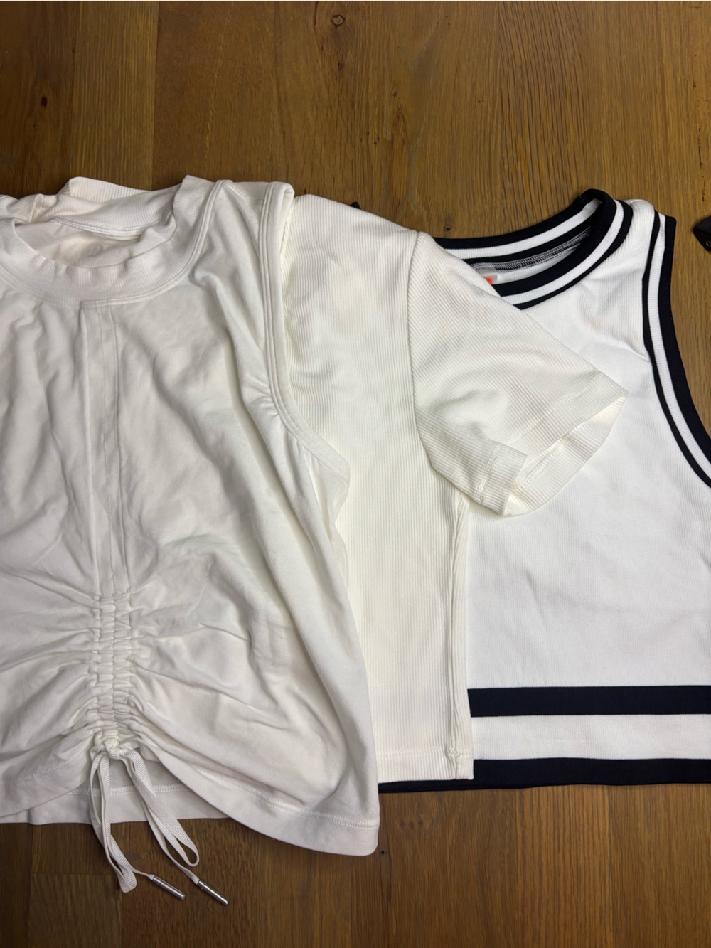 lululemon athletica and Mono B White Ribbed Tee & White Tank with Black Trim